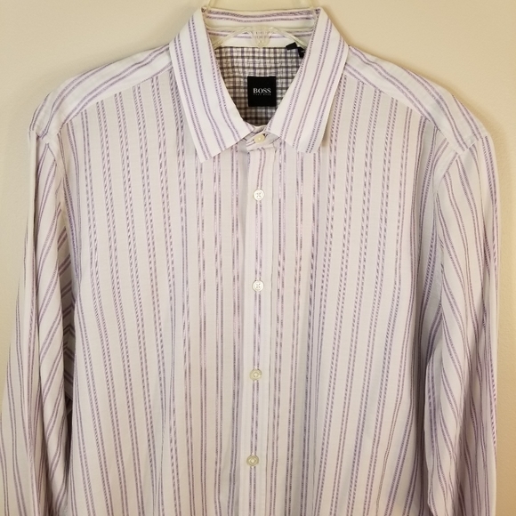 Hugo Boss BOSS Stripe Button Down Dress Shirt XL - Picture 1 of 16